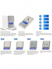 1 pieza Balanza digital de bolsillo para joyería, 200g x 0.01g, balanza para polvos, oro, té, práctica, balanza digital para joyería con pantalla LCD. Puede usarse para medir diariamente joyería, metales preciosos, polvos y otros artículos pequeños. Batería no incluida.