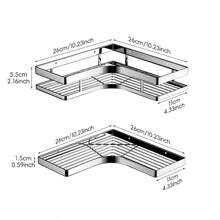 2 件不锈钢角架，金属三脚架，浴室角落储物架，壁挂式厨房角架，安装简便，适用于浴室和厨房 - 彩色 - 查看 4