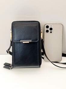 MINGYOU Crossbody Bag, PU Leather, Fashion & Young, Multi-Zipper, Multi-Functional Large Capacity, Phone & Wallet - Black - View 4