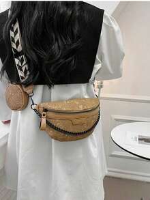 Fashionable Versatile Waist Bag Chest Bag, Unisex, Suitable For All Seasons - Khaki - View 3