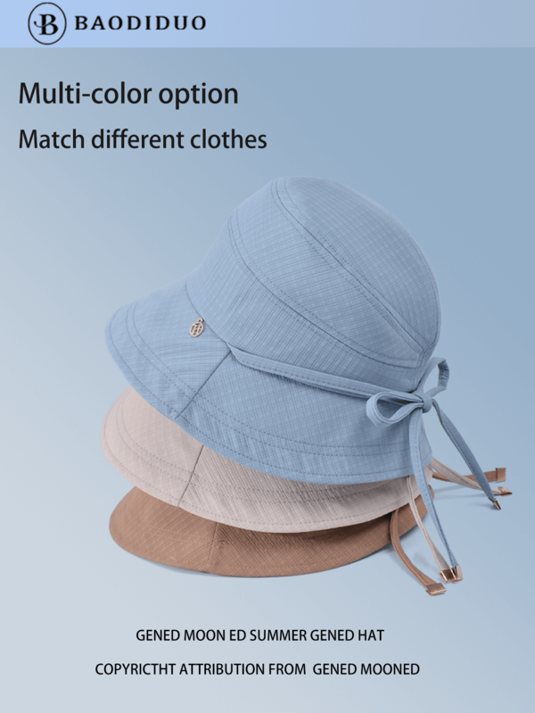 1pc Summer Outdoor Sun Protection Wide Brim Hat, Versatile High-End Large Circumference Bucket Hat With Bow Decor, Flattering