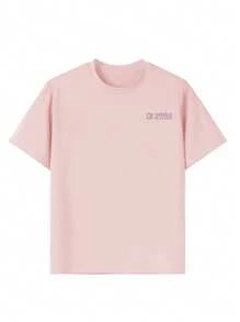 Summer Casual Printed Round Neck Short Sleeve T-Shirt, Suitable For Girls And Children - Artistic Style T-Shirt, Inspiring Imagination And Self-Expression. Children's Wear, Girls Graphic Tee, Summer Top, Teen Clothing - Pink - View 6