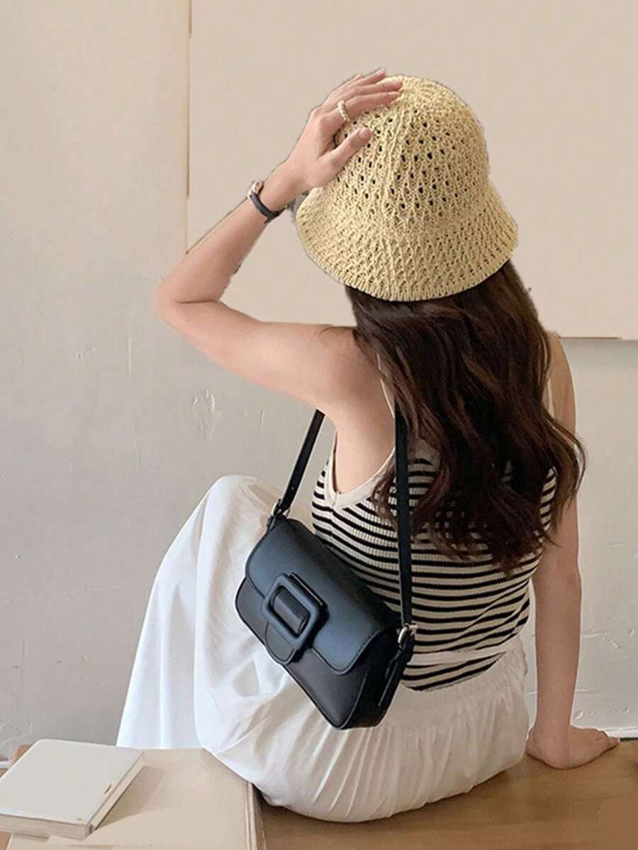 Women's Fashionable Underarm Polyester Shoulder Bag For Daily Wear - Black - View 1