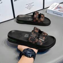 男士凉鞋，简约时尚男士沙滩拖鞋，家居拖鞋，淋浴鞋，室内拖鞋，浴室凉鞋，极致舒适，轻便，防滑，易于清洁 - 棕色 - 查看 5