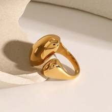1 Pair Minimalist Geometric Thread Textured Metal Industrial Style Casual Rings For Women