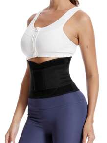 1pc Women Waist Trimmer Belt, Adjustable Waist Trainer Body Shaper For Exercise, Slimming Waist Band - Black - View 3