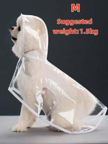 1 件 PU 透明防水宠物雨衣适合狗狗在雨天使用，宠物狗雨衣，宠物连帽防水夹克，柔软衣服