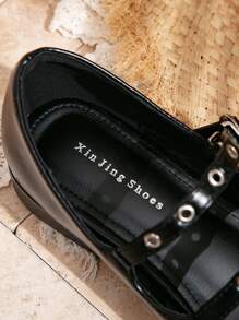 Xin Jing Shoes Zapatos planos para mujer con decoración de hebilla, zapatos planos casuales slip-on para el trabajo y uso diario - Negro - Ver 11