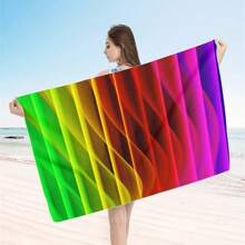 1pc Colorful Printed Beach Towel, 100% Polyester, Lightweight, Quick Dry, Absorbent, Modern Style, Rectangular Shape, Hand/Machine Washable, Suitable For Yoga, Travel, Swimming, Beach, Fitness, Camping, Bathroom, Valentine's Day, Birthday Gift Beach Essentials - Multicolor - View 19