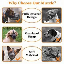 Muselière pour chien, muselières à maille souple pour petits, moyens et grands chiens, muselière de protection contre l'appât empoisonné avec sangles réglables, prévient la morsure, le mâchage et la léchouille
