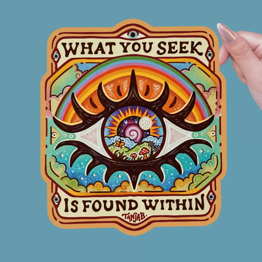 您寻找的/防风雨户外贴纸，精神，嬉皮，适用于笔记本电脑、车窗、保险杠 | 蓝白文字，汽车贴花贴纸，学校用品，返校 - 彩色 - 查看 1