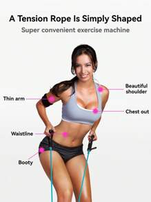 1pc Yoga Resistance Band With Handle - Suitable For Home Workout, Strength Training, Pilates And Shaping - Multifunctional Fitness Tool For Full-Body Exercise And Shaping Practice - Multicolor - View 6