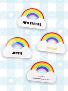1 件亚克力个性化定制姓名徽章、护士/医生身份徽章、磁性徽章、彩虹徽章、有意义的礼物、彩虹条纹、云朵、毕业礼物、毕业别针