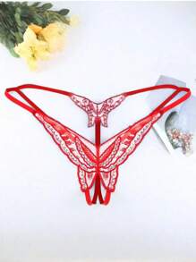 Sexy Lingerie Large Size Sexy Embroidered Open Crotch Thong Women's Underwear Sexy Transparent Non Slip T Pants