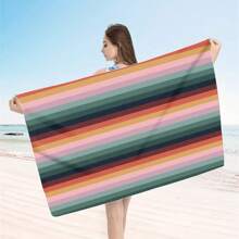 1pc Colorful Printed Beach Towel, 100% Polyester, Lightweight, Quick Dry, Absorbent, Modern Style, Rectangular Shape, Hand/Machine Washable, Suitable For Yoga, Travel, Swimming, Beach, Fitness, Camping, Bathroom, Valentine's Day, Birthday Gift Beach Essentials - Multicolor - View 29