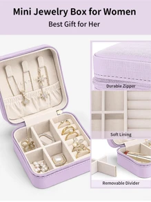 1pc Mini PU Leather Travel Jewelry Box, Portable Jewelry Storage Case For Rings, Earrings, Necklaces, Waterproof & Dustproof, Perfect Gift For Christmas And Birthday Summer Travel, Vacation Home Bathroom Decor