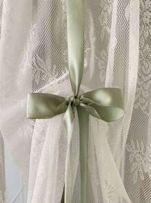 1pc Beige Embroidered Lace Chrysanthemum Valance, No-Drill Install Lace Curtain For Room, Bedroom, Kitchen, Window Sill, Suitable For Princess Style Room - White - View 8