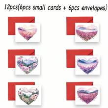 Set van 12/24 romantische aquarel hartvormige wenskaarten met enveloppen - Geschikt voor Moederdag, jubileum, verloving en Valentijnsdag - Doordachte kaartcadeaus voor echtgenoot, echtgenote, vriend, vriendin, vader, moeder - Uniek cadeau-idee