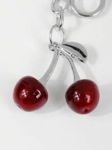 1pc Y2K Delicate Luxurious Fashion High-End Chic Gold/Silver Hollow Chain Bow Knot Simulated Cherry Key Chain Suitable For Women/Girls Daily Wear Holiday Gift Summer Bows