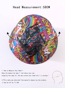 1 szt. Damski spersonalizowany losowy wzór lokalizacji Demon Eye & Face Reversible Bucket Hat, Outdoor Casual Sun Protection Hip Hop