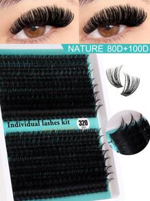 320Pcs D-Curl Eyelash Set Eyelash Extension, Eyelash Set DIY Eyelash Extension Kit, D-60D 80D100D Black Super Thick Eyelash Extension Kit, Daily Makeup Black Eyelash Set Personal Eyelash Extension, D Curl Eyelash Eyelash Extension Kit, Black Personal Eyelash Set Curling 320PCS, The 9-16mm Blended Personal Eyelash Set DIY At Home, Rizos Curly Eyelash D Curl, For Mini Travel Supplies And Self Applicationslash Clusters,Eyelash Clusters,Individual Eyelashes,Lashes,Fake Lashes - D - View 5