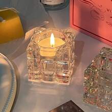 1 件多功能玻璃蜡烛装饰品，适合家庭使用，适合餐桌。透明水晶蜡烛，非常适合在欧式婚礼场景中营造浪漫氛围。