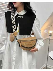 Fashionable Versatile Waist Bag Chest Bag, Unisex, Suitable For All Seasons - Khaki - View 2