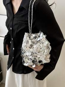 女士晚装手拿包，适合婚礼的闪亮晚装包，适合正式鸡尾酒会、婚礼的优雅亮片链条包，时尚奢华，适合任何场合 - 彩色 - 查看 5