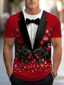 Maglietta da uomo con stampa 3D - Girocollo casual in tessuto elastico, lavabile in lavatrice - Perfetta per Natale, Capodanno e Ognissanti - Versione da uomo - Idea regalo ideale per il fidanzato o l'amico