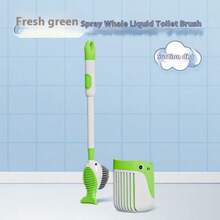 1 件装 Spoons 鲸鱼设计吸盘马桶刷和支架套装，硅胶浴室清洁工具套件