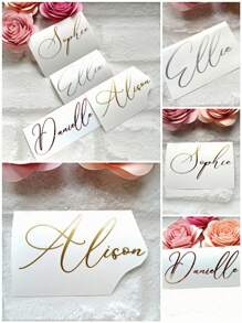 Personalized Name Vinyl Decal Custom Name Stickers Wine Glass Decal Bridal Party Decal Vinyl Lettering, Customized Name Decals, Custom 3-6 Inch Personalized Text, 1/3/5pcs Can Customize Different Texts, Name Sticker, DIY Gifts, Valentine's Day Gift, Gift For Her, Gift For Him, Gift For Mum, Gift For Friends, Home Decor, Decoration, Personalized Gift - Multicolor - View 4