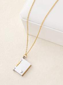 1 件情书项链，带可打开的心形吊坠设计，可定制雕刻，适合作为节日礼物