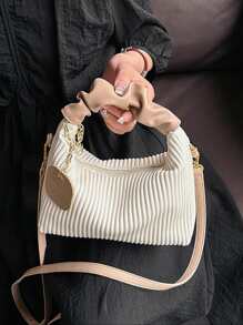 New Fashion Minimalist Versatile Pleated Woven PU Patchwork Tote Shoulder Crossbody Bag