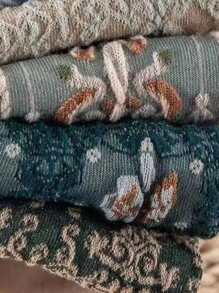 5 pares/paquete de calcetines finos, transpirables y con diseño retro de malla hueca, apropiados para uso casual, sencillo y versátil para estudiantes, para primavera y verano