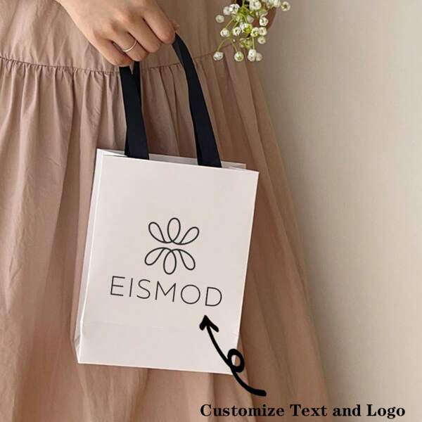 1pc White Handled Paper Bag, Jewelry And Gift Packaging Bag