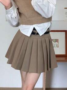 "Pleated Skirt. Classic And Super Versatile. Has Lining At The Bottom." - 鏽棕色 - 查看 2