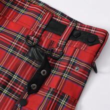 欧美热销男士春季苏格兰节日格子褶裙，红色格子，传统节日必备，适合万圣节、服装、派对 - 紅色 - 查看 4