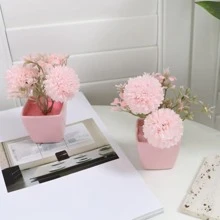 1 件迷你人造盆栽植物 - 塑料假花，适用于家庭办公室装饰，适合架子、桌面、书柜