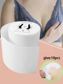 1pc Transparent Lift Nipple Concealer Set, Contains 5cm*5m Transparent Bandage & 10pcs Disposable Non-Woven Breast Petals, Anti-Sweat, Gather & Conceal Nipple, Can Be Trimmed - Clear - View 1