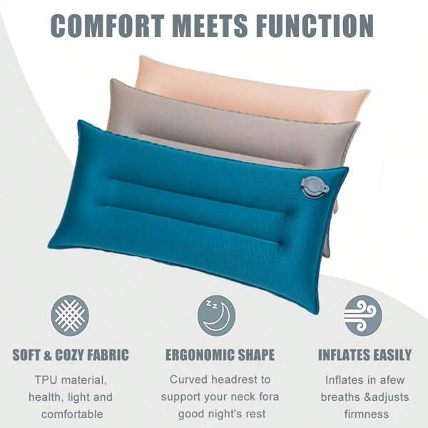 1/2pcs Travesseiro inflável ultraleve e confortável, travesseiro de viagem pequeno ajustável, material TPU, adequado para cochilo no escritório, acampamento ao ar livre e viagens, suporte para pescoço e cintura