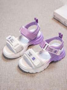 1 Pair Girls Summer Fashion Sports Beach Sandals, Soft Comfortable Lightweight Non-Slip Hook And Loop, Suitable For Daily Beach, Party, Birthday And Outdoor Activities