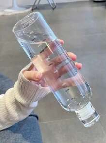 1 pièce Tasse à boire portable anti-chute de haute qualité avec motif échelle de temps, bouteille d'eau, convient pour l'extérieur, le bureau, le camping, la maison et l'école - grande capacité de 500 ml/750 ml, unisexe, avec support de voiture, bouteille à boire en plastique transparent, anti-fuite