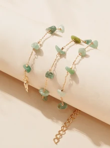 1pc Crystal Quartz Stone Necklace For Women, Minimalist Style Elegant Fashion Versatile Suitable For Vacation, Party, Daily Wear, Holiday Gift (Random Handmade Chain Length)