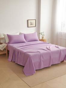 Set de 4 piezas de sábanas de color café sólido liso, confeccionado en microfibra súper suave y de fácil cuidado, que incluye (1 sábana plana, 1 sábana ajustable, 2 fundas de almohada)