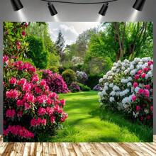 Jardim de primavera multifuncional com banner de poliéster com cena floral - perfeito para casamentos, chás e piqueniques ao ar livre - sem necessidade de energia