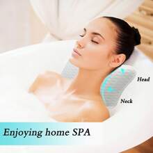 1pc Powerful Suction Cup Bathtub Pillow | Home SPA Grade Neck Support Massage Bath Cushion | Waterproof & Mildew-Resistant Material, Fits Round/Square Tubs & Hot Soak Buckets | Removable & Washable Relaxing Shoulder Neck Head Rest | Bathroom SPA Gift Bathroom Decor Fall Decor Bathroom Accessories Back To School - Multicolor - View 2