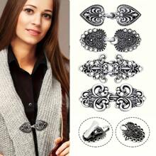 1/2/3/4 Stück Vintage Pulloverclips-Set, Umhangknopf-Verschluss, Wollstrickjacken-Nähverschluss-Haken, Retro Schalkragen Broschen-Clip, formelle Hemdknöpfe