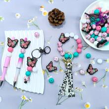 Juego de 25 piezas de cuentas de silicona con forma de mariposa - Kit de abalorios para manualidades de joyería DIY, llaveros, decoración de bolígrafos y accesorios de cadena de bolsos - Cuentas para decoración de pulseras, collares y colgantes - Material de silicona sin costuras - Multicolor - Ver 4