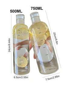 1 pièce Tasse à boire portable anti-chute de haute qualité avec motif échelle de temps, bouteille d'eau, convient pour l'extérieur, le bureau, le camping, la maison et l'école - grande capacité de 500 ml/750 ml, unisexe, avec support de voiture, bouteille à boire en plastique transparent, anti-fuite
