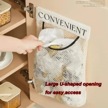 Wall-Mounted Grocery Bag Organizer - 6-In-1 Space-Saving Storage Rack For Kitchen/Laundry/Bathroom, Reusable Plastic Bag Dispenser With Net Design, Clutter Storage For Trash Bags/Socks/Toys/Clothes, Ideal Home Organization Solution